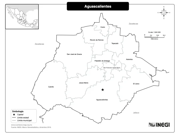 Mapa de Aguascalientes