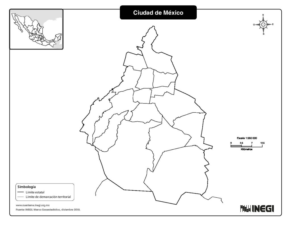 Mapa de Ciudad de México con nombres y sin nombres