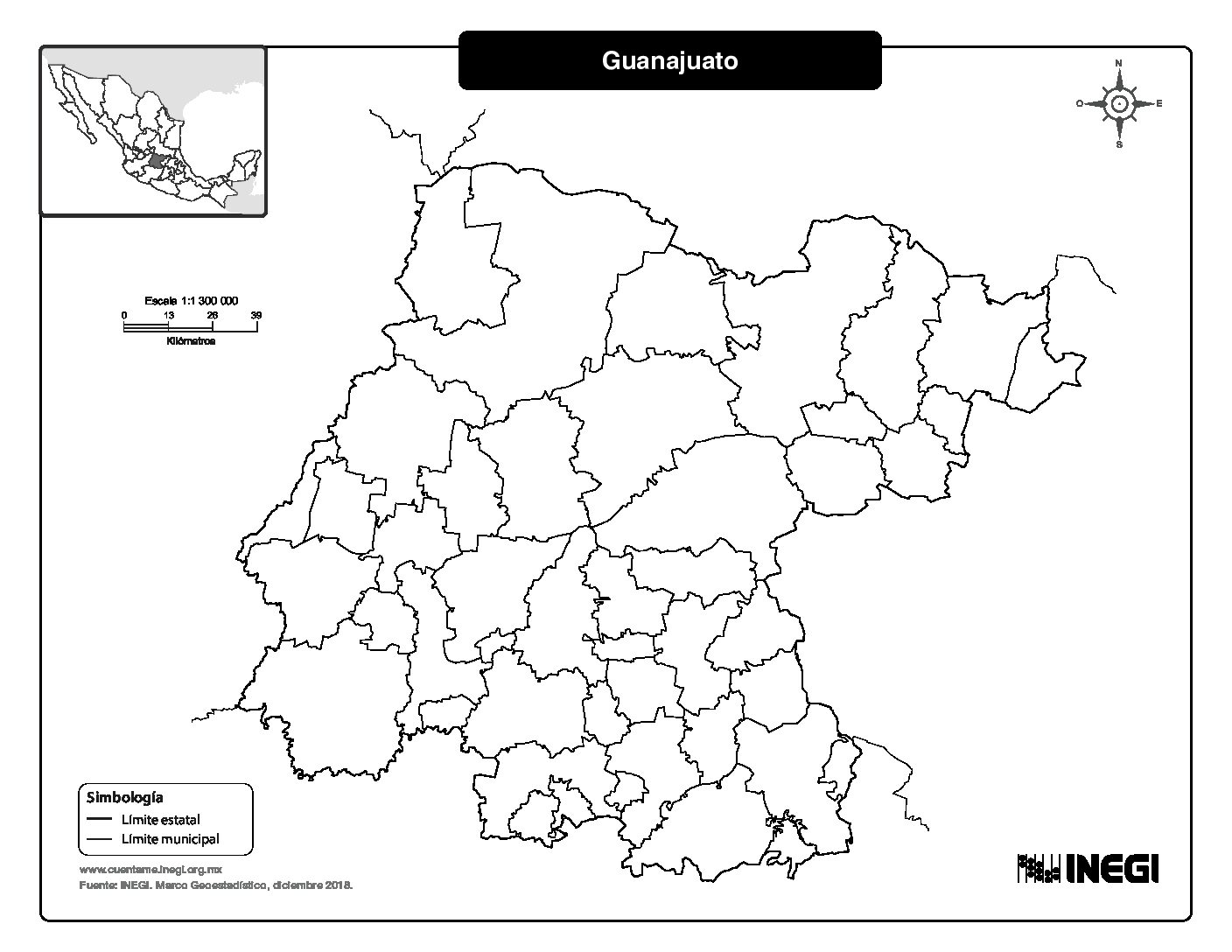 Mapa Guanajuato Sin Nombres Image To U