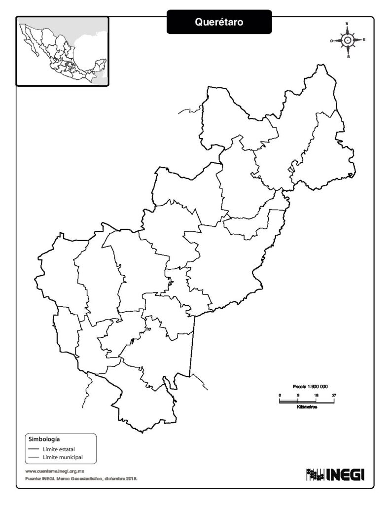 Mapa de Querétaro con nombres y sin nombres