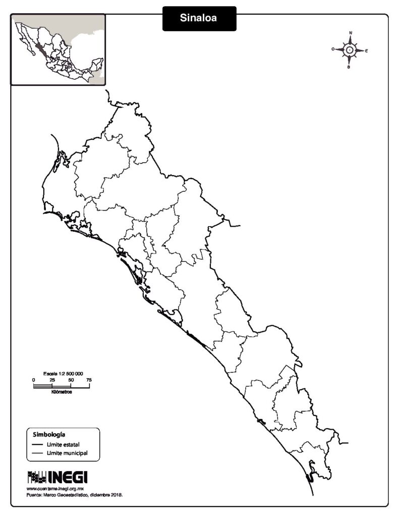 Mapa de Sinaloa con nombres y sin nombres
