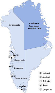Mapa de Groenlandia con nombres y sin nombres