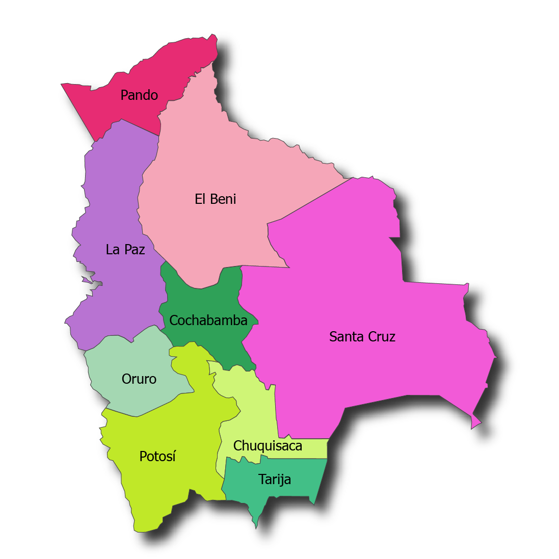 Mapa de Bolivia con nombres y sin nombres