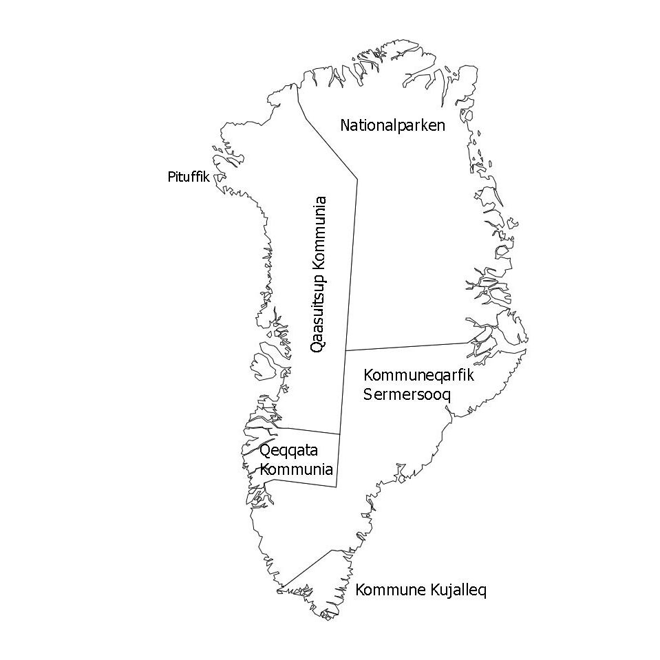 Mapa de Groenlandia con nombres y sin nombres