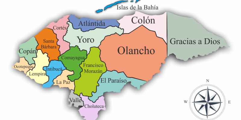 Mapa de Honduras con nombres y sin nombres