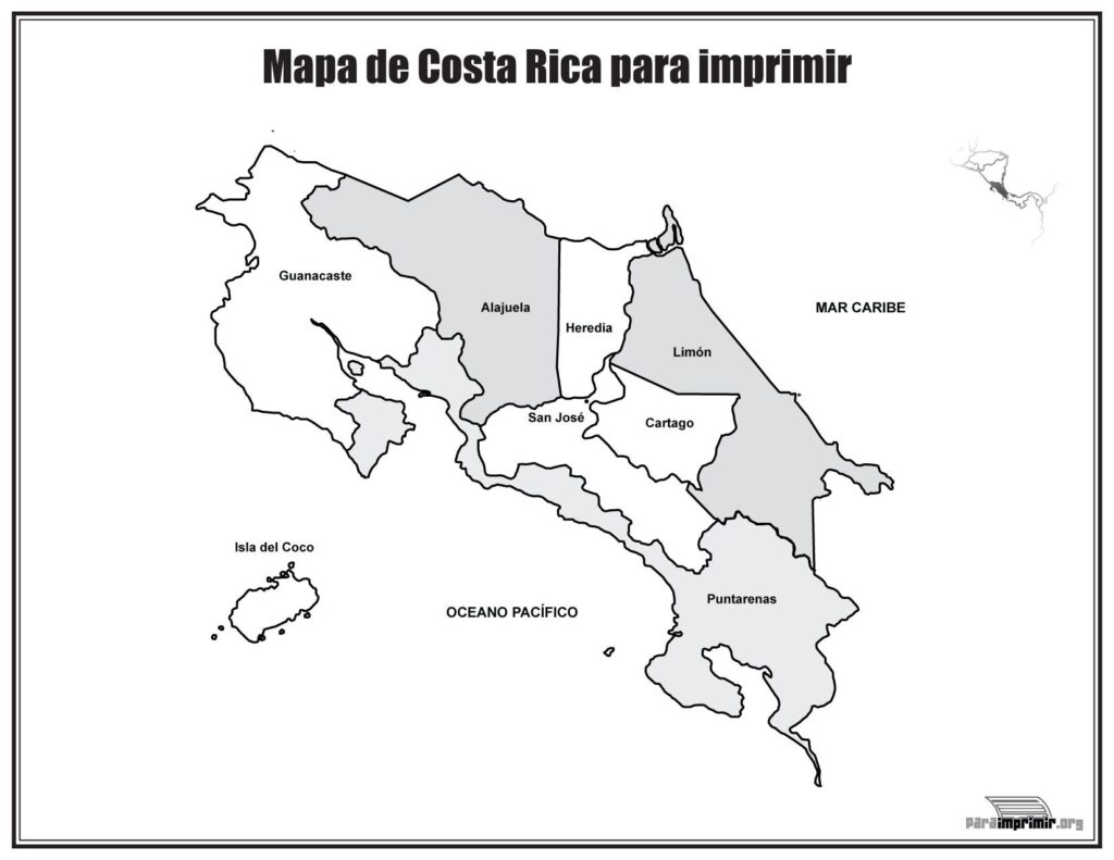 Mapa de Costa Rica con nombres y sin nombres