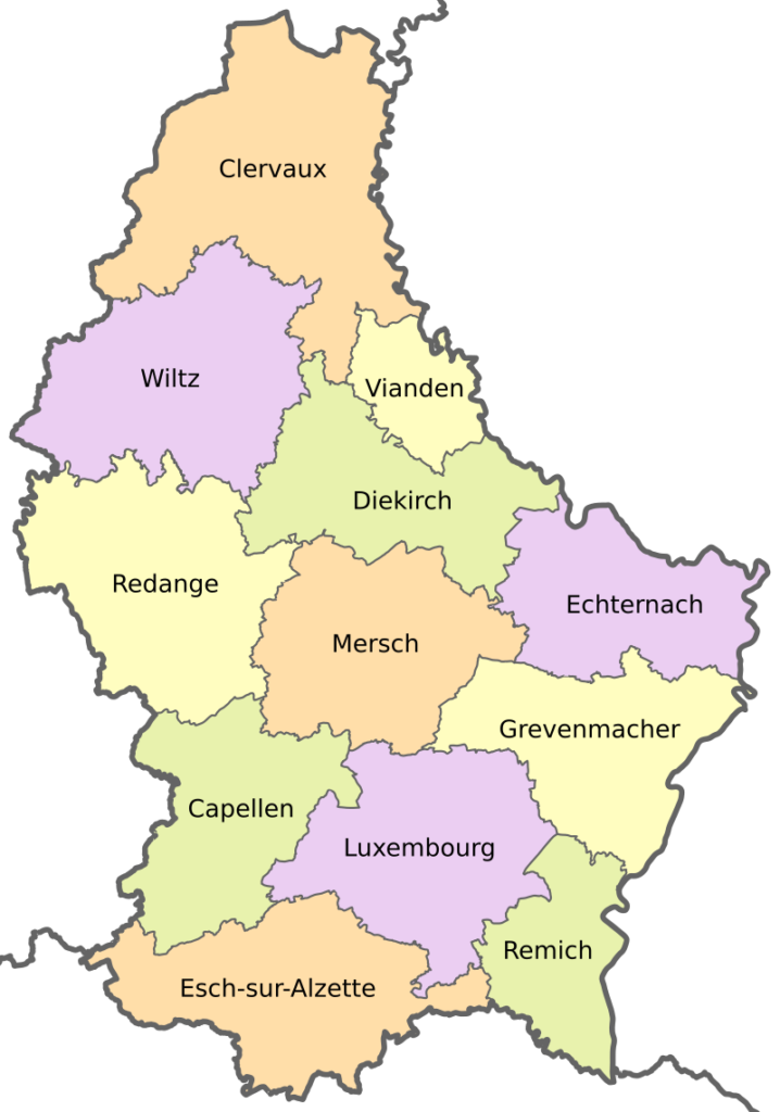 Mapa de Luxemburgo con nombres y sin nombres