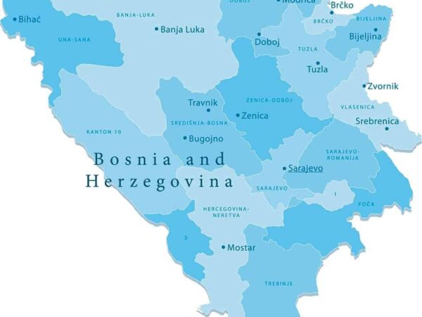 Mapa de Bosnia y Herzegovina con nombres y sin nombres