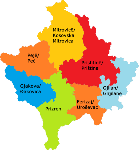 Mapa de Kosovo con nombres y sin nombres