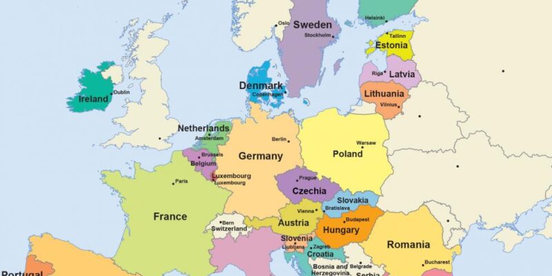 Mapa del Continente Europeo con nombres y sin nombres