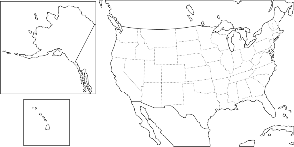 Mapa de Estados Unidos Con Nombres y Sin Nombres