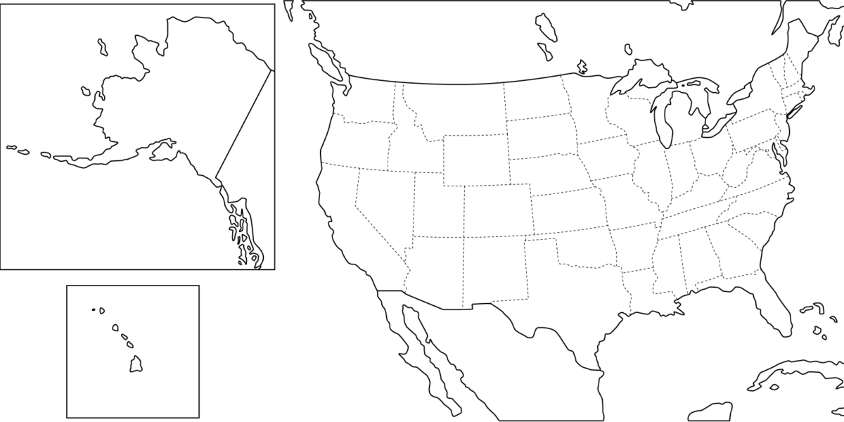 Mapa de Estados Unidos Con Nombres y Sin Nombres