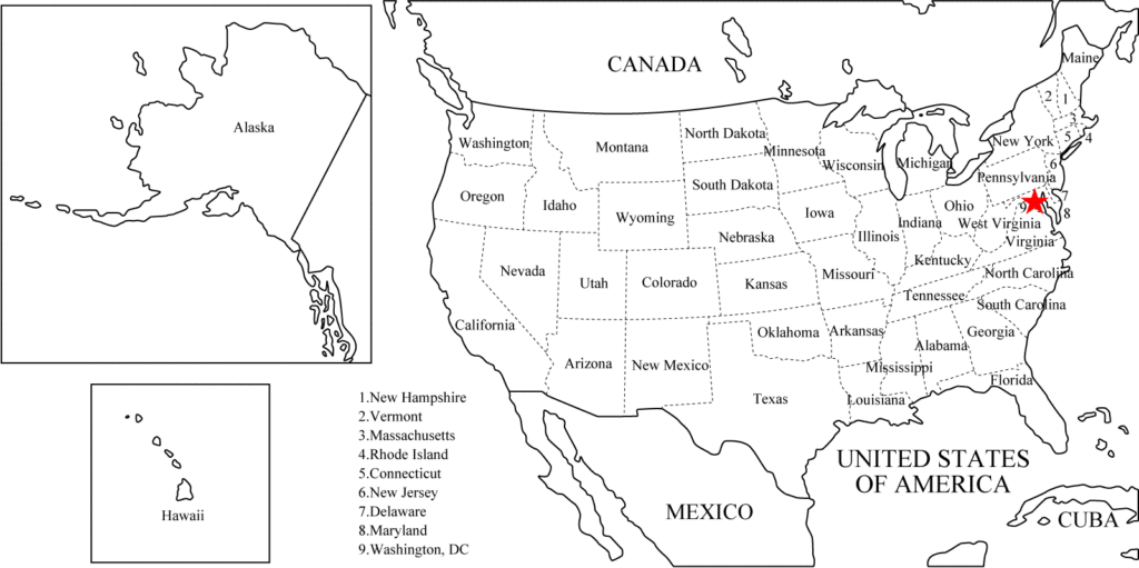 Mapa de Estados Unidos Con Nombres y Sin Nombres