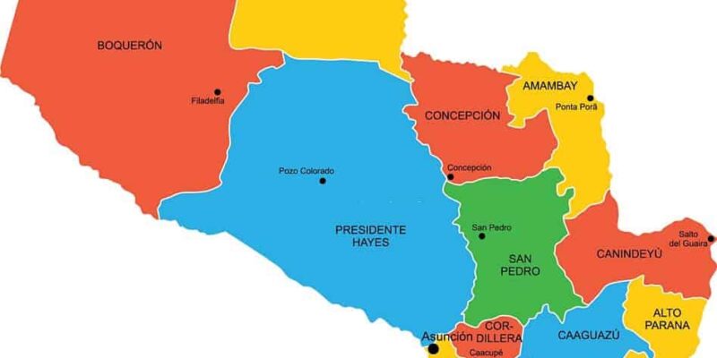 Mapa de Paraguay con nombres y sin nombres