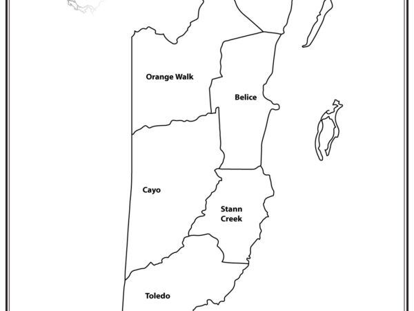 Mapa de Belice con nombres y sin nombres