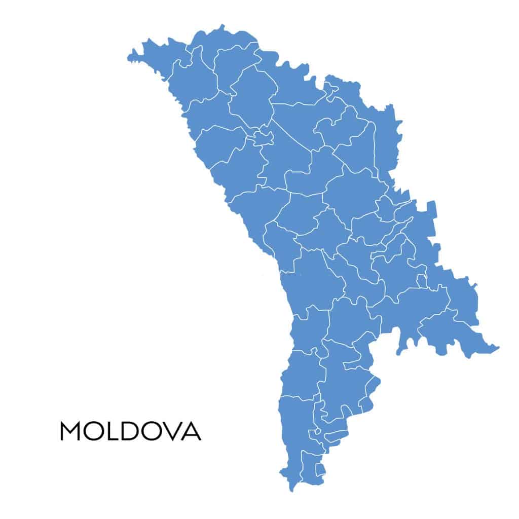 Mapa de Moldavia con nombres y sin nombres