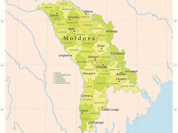 Mapa de Moldavia con nombres y sin nombres