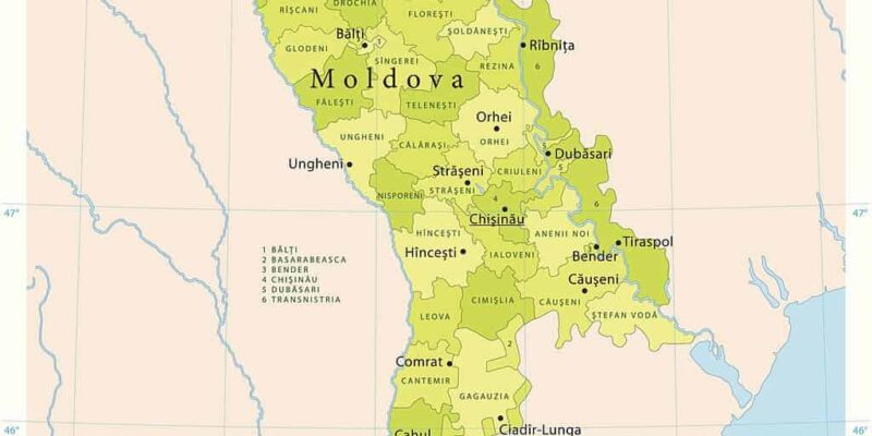 Mapa de Moldavia con nombres y sin nombres