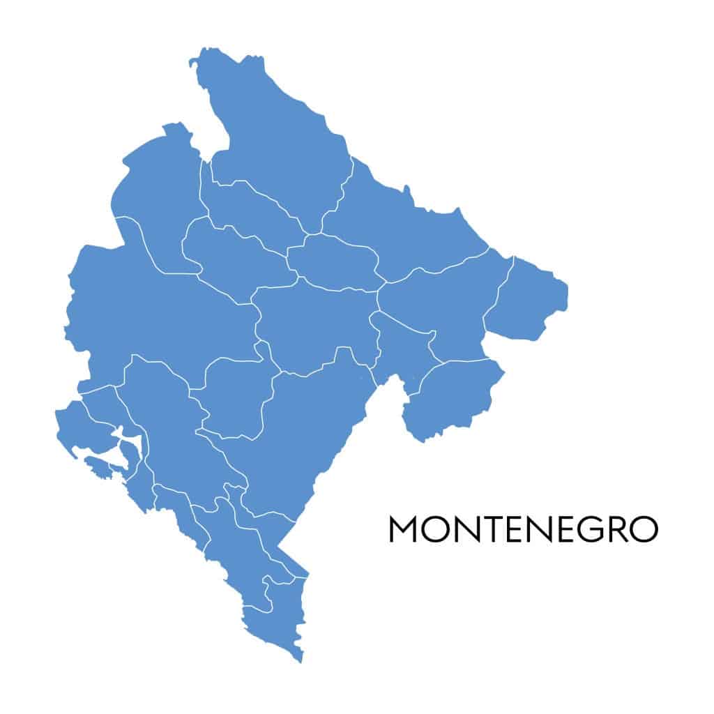 Mapa de Montenegro con nombres y sin nombres