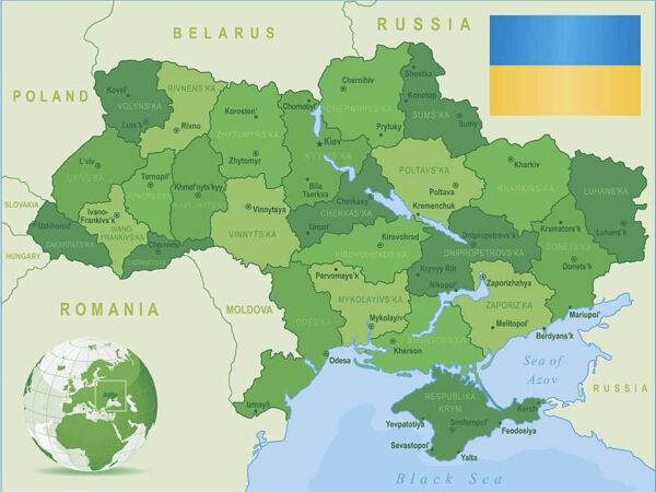 Mapa de Ucrania con nombres y sin nombres