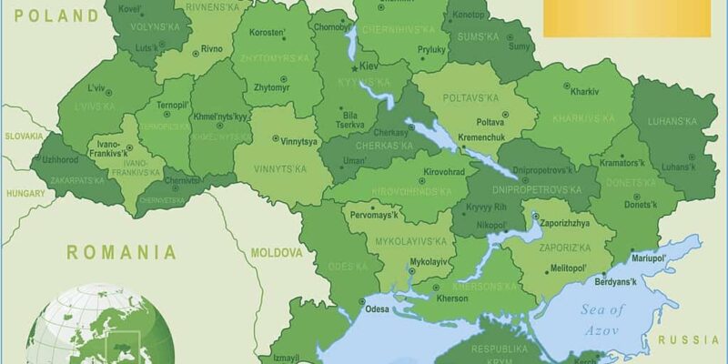Mapa de Ucrania con nombres y sin nombres
