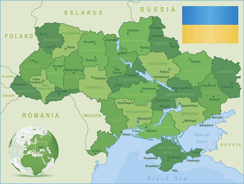 Mapa de Ucrania con nombres y sin nombres