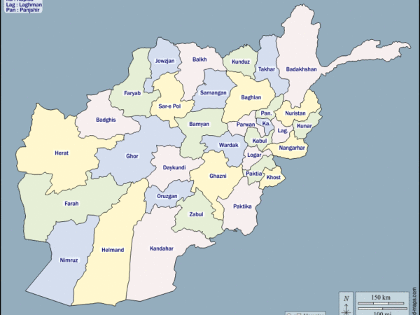 Mapa de Afganistán con nombres y sin nombres