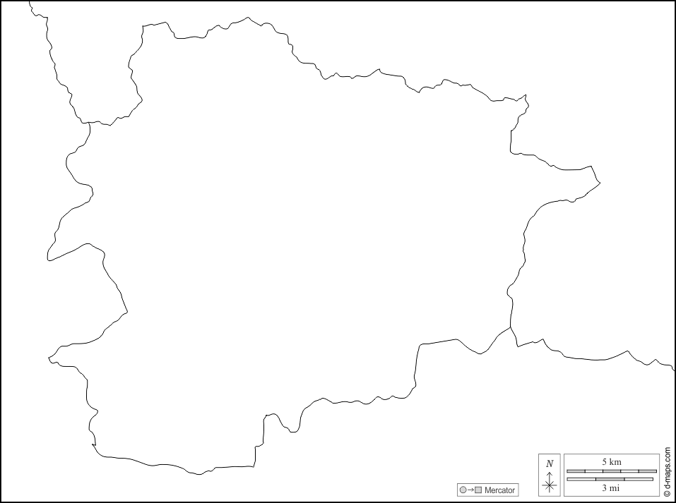 Mapa de Andorra con nombres y sin nombres