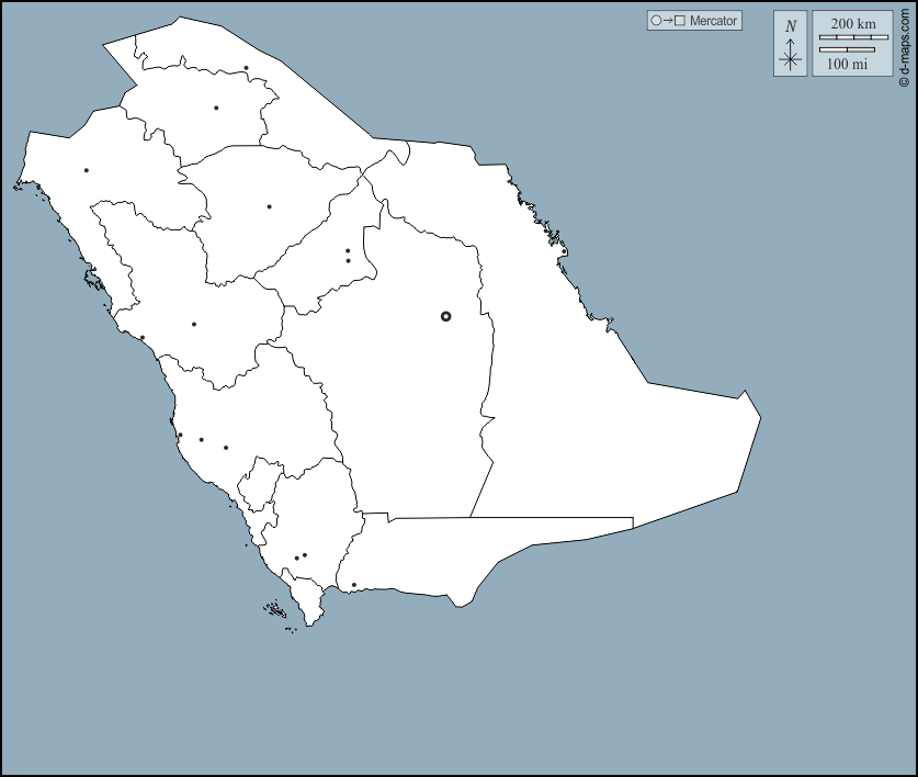 Mapa de Arabia Saudita con nombres y sin nombres