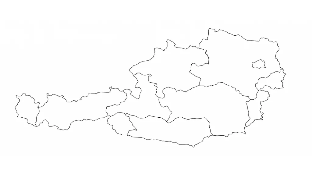 Mapa de Austria con nombres y sin nombres