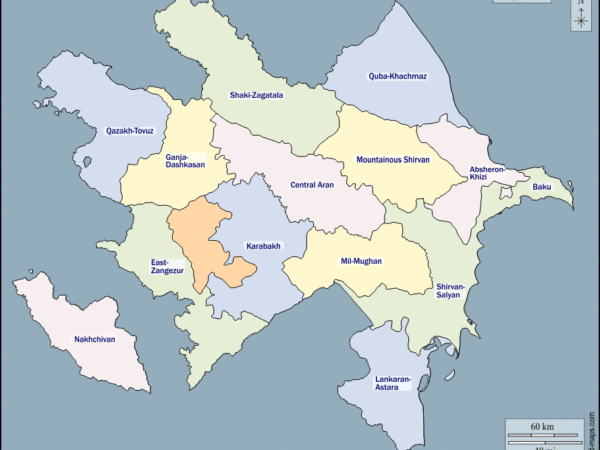 Mapa de Azerbaiyán con nombres y sin nombres