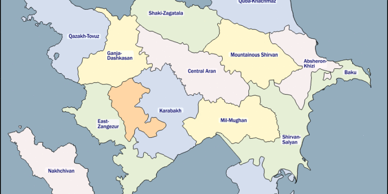 Mapa de Azerbaiyán con nombres y sin nombres