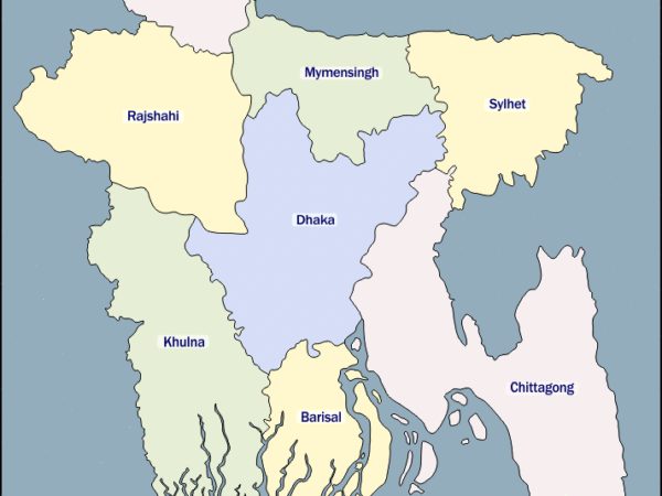 Mapa de Bangladesh con nombres y sin nombres