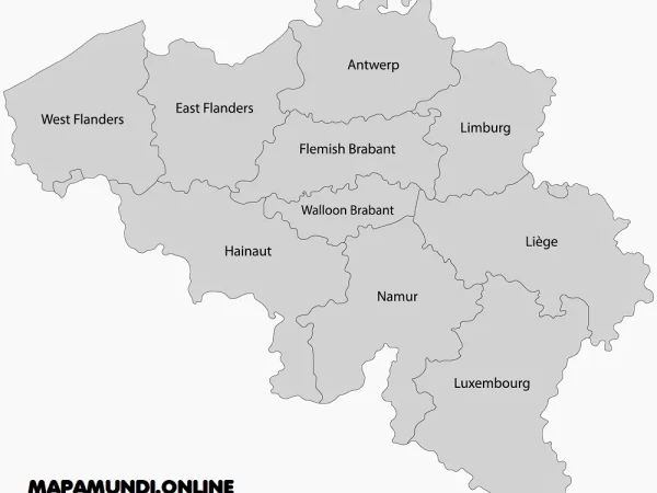 Mapa de Bélgica con nombres y sin nombres