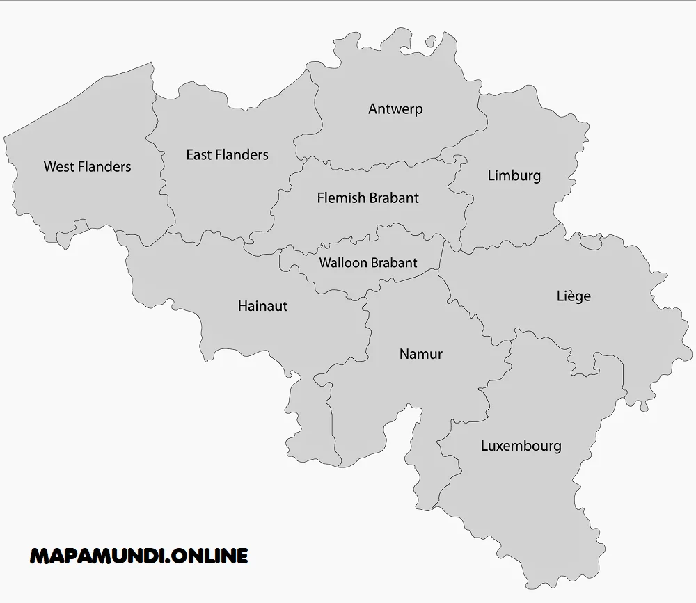 Mapa de Bélgica con nombres y sin nombres