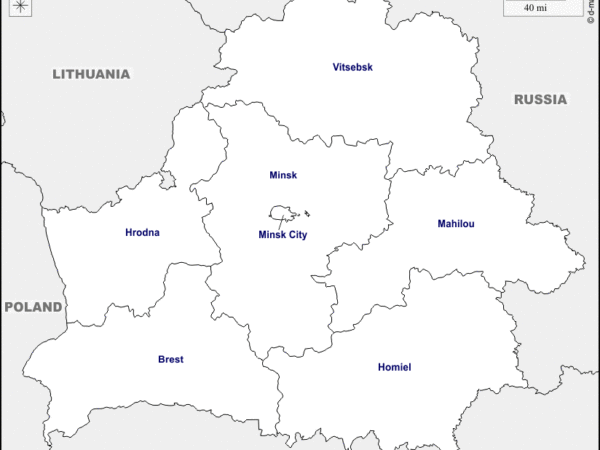 Mapa de Bielorrusia con nombres y sin nombres