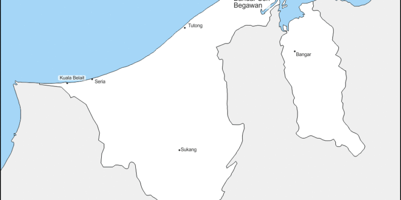 Mapa de Brunéi con nombres y sin nombres