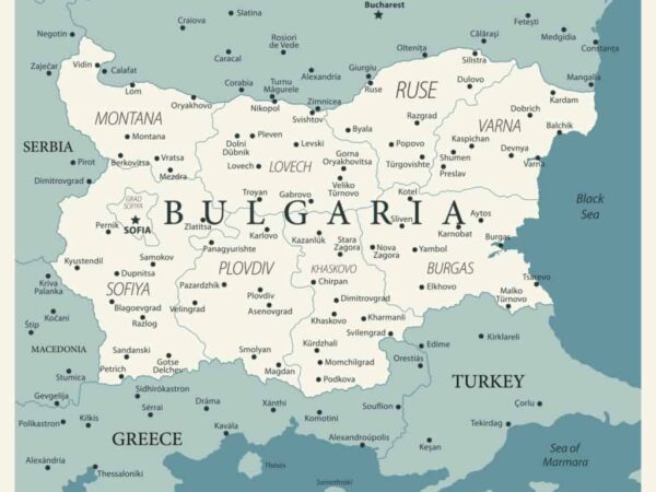 Mapa de Bulgaria con nombres y sin nombres