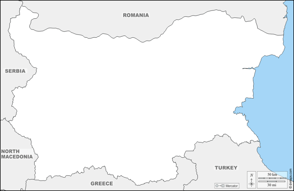 Mapa de Bulgaria con nombres y sin nombres