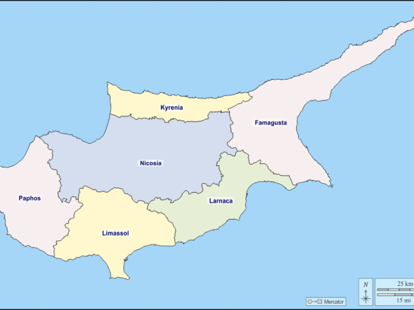 Mapa de Chipre con nombres y sin nombres