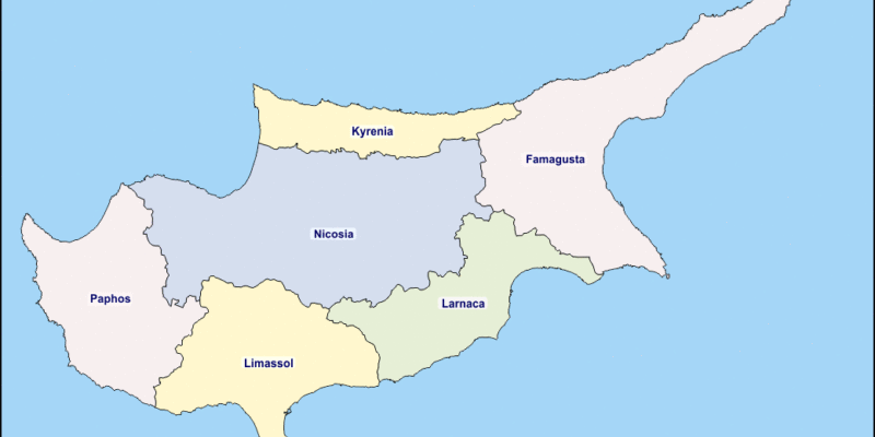 Mapa de Chipre con nombres y sin nombres
