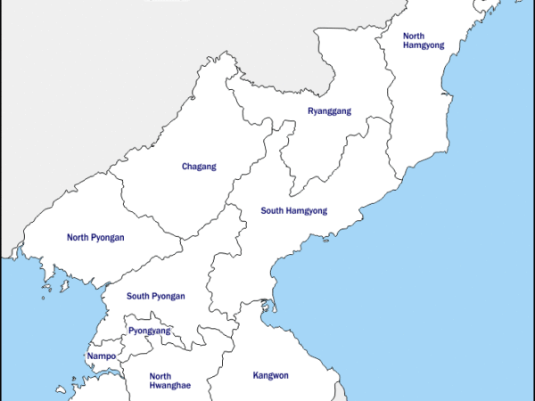 Mapa de Corea del Norte con nombres y sin nombres