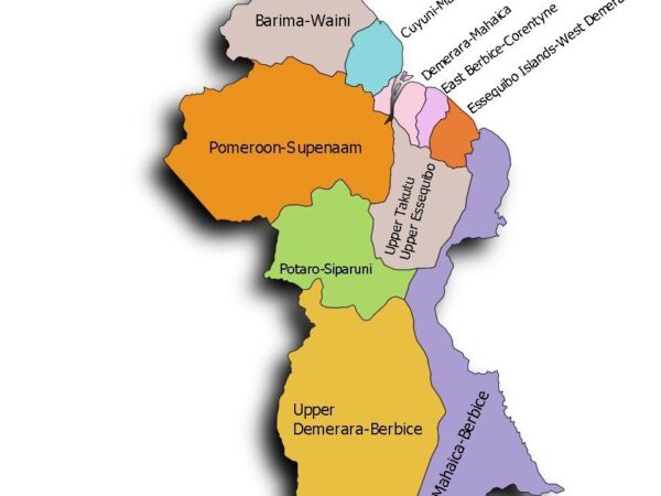 Mapa de Guyana con nombres y sin nombres