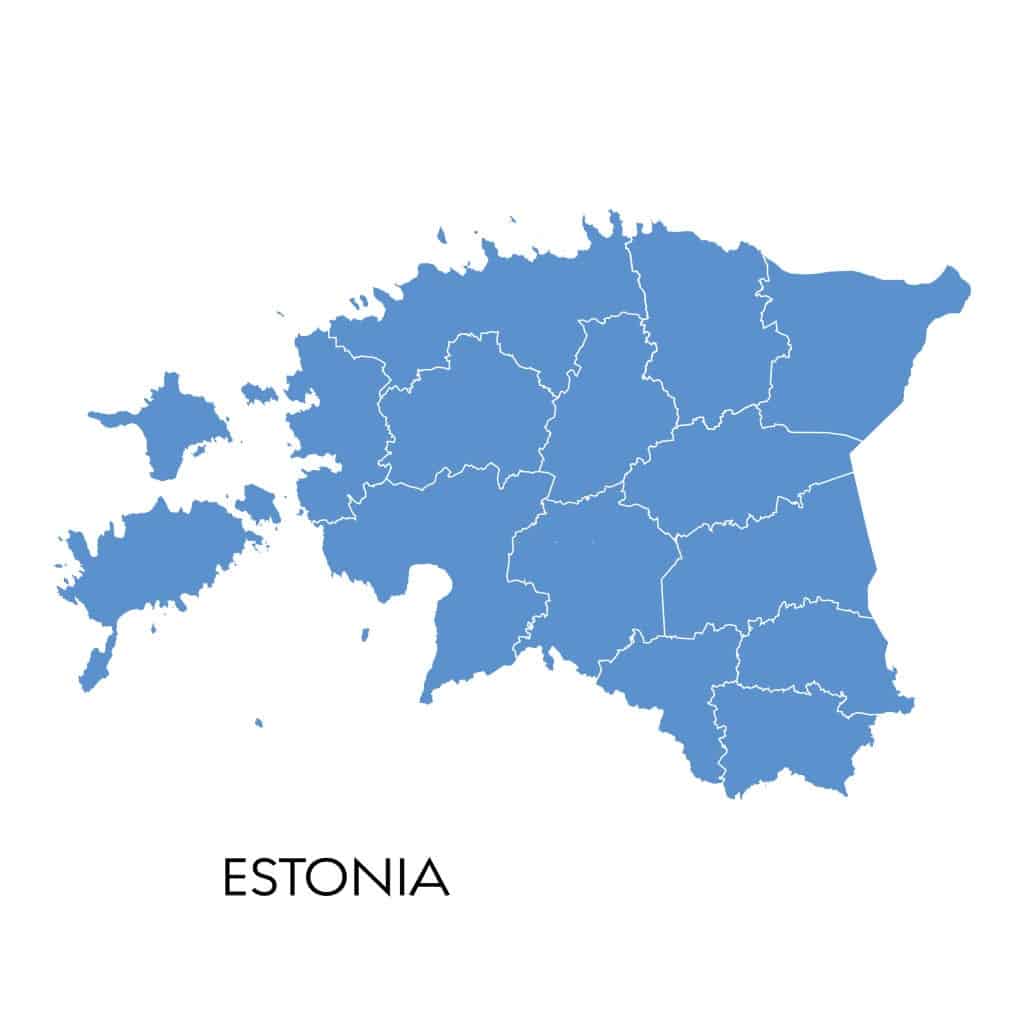 Mapa de Estonia con nombres y sin nombres