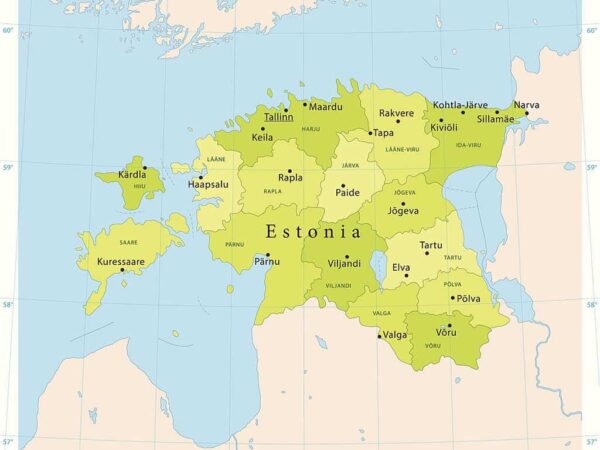 Mapa de Estonia con nombres y sin nombres