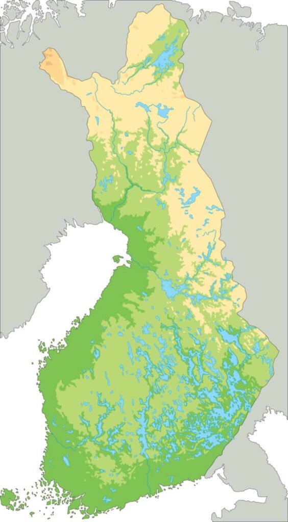 Mapa de Finlandia con nombres y sin nombres