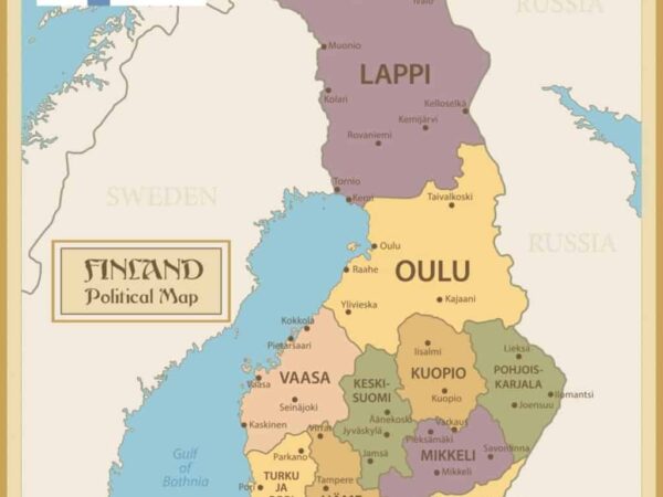 Mapa de Finlandia con nombres y sin nombres