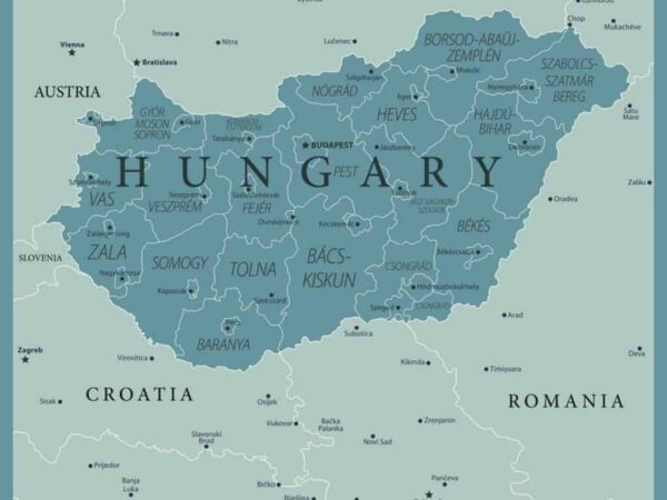 Mapa de Hungría con nombres y sin nombres