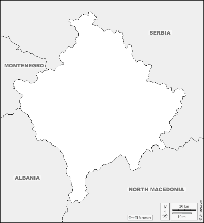 Mapa de Kosovo con nombres y sin nombres