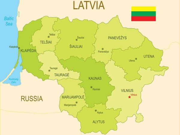 Mapa de Lituania con nombres y sin nombres